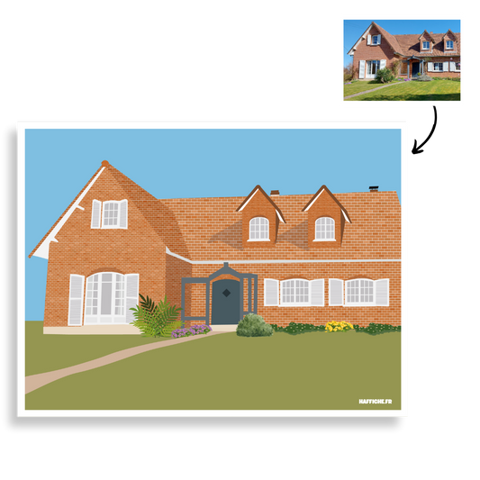 Illustration Personnalisée Maison 🏡 - Numérique - Format PDF